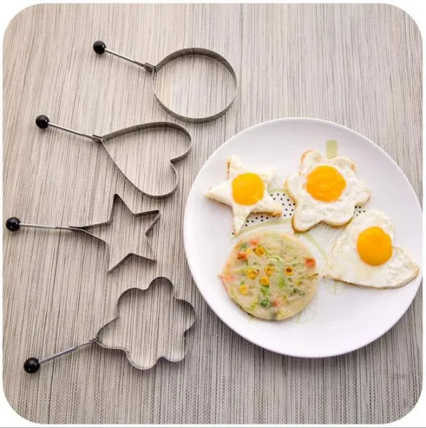 Pack Of 4 Egg Shaper Kitchen Tools Star, Heart, Round, Flower Shaped Stainless Steel