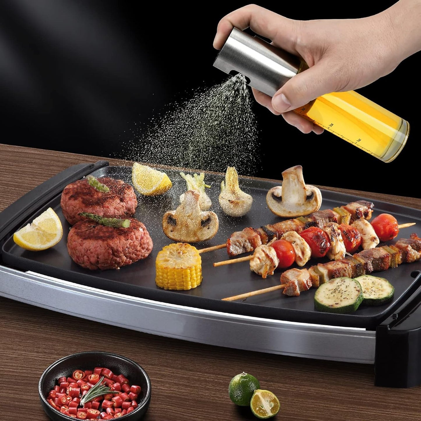 Glass Oil Spray Bottle with Pump Perfect for Bar B Que Cooking and Salad